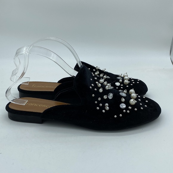 Francesca's Collections Shoes - Francesca’s Slip On Mules Flats Slides Jeweled Black Womens Size 9